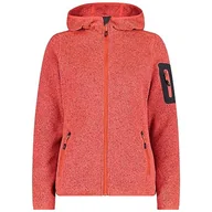 Kurtki damskie - CMP damska kurtka Knit-Tech ze stałym kapturem, mak-czerwony Fluo-Antracyt, 50 - miniaturka - grafika 1