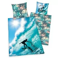 Pościel dla dzieci - Herding Pościel bawełniana 140x200 Surfer Hawaje poszewka morska niebieska 70x90 H23 - miniaturka - grafika 1