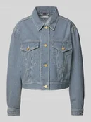 Kurtki damskie - Kurtka jeansowa o kroju oversized fit z czystej bawełny - miniaturka - grafika 1