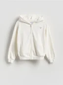 Bluzy dla dziewczynek - Reserved - Luźna bluza z kapturem - złamana biel - miniaturka - grafika 1