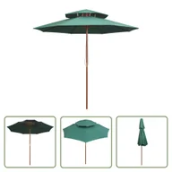 Parasole ogrodowe - The Living Store Parasol z podwójnym daszkiem - 270x270 cm drewno - zielony - Parasol Ogrodowy - miniaturka - grafika 1