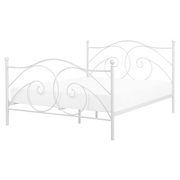 Łóżka - Beliani Łóżko białe 160 x 200 cm metalowe ze stelażem DINARD - miniaturka - grafika 1