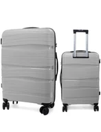 Walizki - WALIZKA XXL DUŻA PP3 POLIPROPYLEN ZAMEK TSA SZARY - miniaturka - grafika 1