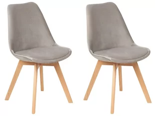 Zestaw 2 krzeseł do jadalni welurowy beżowoszary DAKOTA II - Krzesła - miniaturka - grafika 1