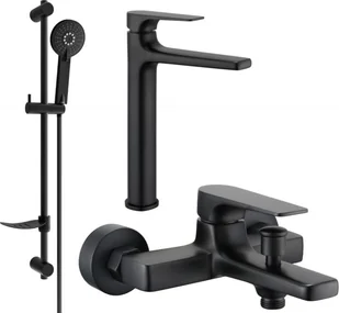 Mexen Lynx DF40 zestaw wannowy, czarny - 745913DF40-70 - Zestawy baterii łazienkowych - miniaturka - grafika 1