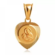 Biżuteria religijna - Murrano Srebrny Medalik 925 Złocony Matka Boska Grawer YZ-106 - miniaturka - grafika 1