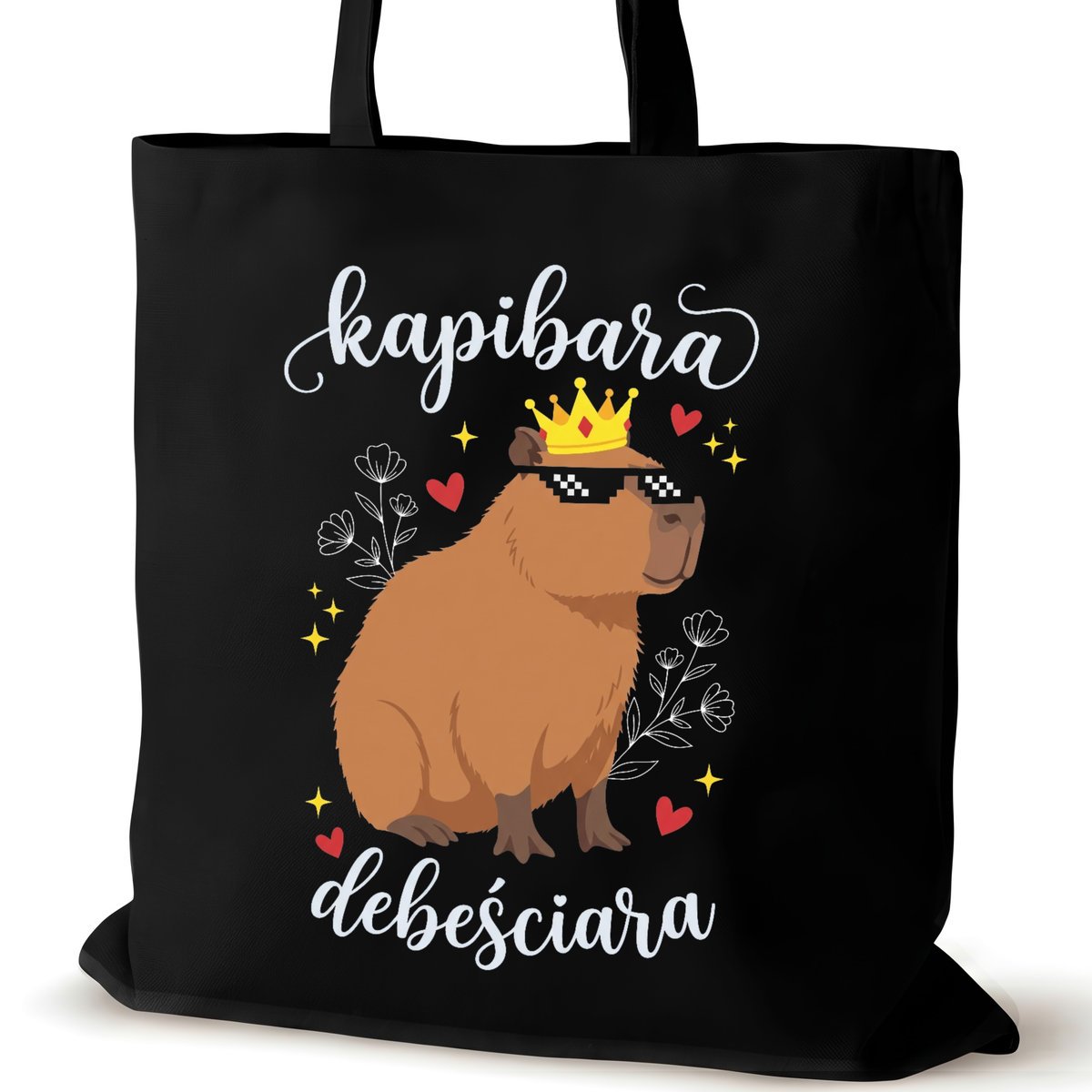 Torba bawełniana dla VIRAL czarna na ramię przyjaciółki duża zakupowa