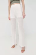 Spodnie damskie - Guess spodnie damskie kolor biały szerokie high waist - miniaturka - grafika 1