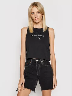 Koszulki i topy damskie - Calvin Klein Jeans Top J20J215622 Czarny Regular Fit - grafika 1