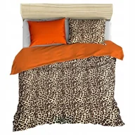 Pościel - pościel z polaru 220x240 + 2 poszewki P 309-7 DUO panterka brąz / orange - miniaturka - grafika 1