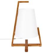 Lampy stojące - Atmosphera Créateur d'intérieur Atmosphera Créateur dintérieur Lampka stołowa z bambusową podstawką kolor biały jja-145226 - miniaturka - grafika 1