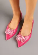 Baleriny - Czerwone Balerinki Ozdobione Kryształkami Vevaria - miniaturka - grafika 1