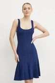 Sukienki - Silvian Heach sukienka FLOCOSA kolor granatowy mini rozkloszowana GPP25016VE - miniaturka - grafika 1