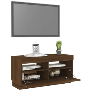 Lumarko Szafka pod TV z oświetleniem LED, brązowy dąb, 80x35x40 cm - Szafki RTV - miniaturka - grafika 7