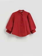 Koszule damskie - Reserved - Koszula z bufiastymi rękawami - czerwony - miniaturka - grafika 1