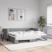 Łóżka - Sofa rozsuwana, jasnoszara, 90x200 cm, tkanina Lumarko! - miniaturka - grafika 1