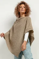 Swetry damskie - Ponczo z dzianiny swetrowej, T419, one size, ciemny beż - miniaturka - grafika 1