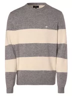 Swetry męskie - Fynch-Hatton - Męski sweter z mieszanki wełny merino i kaszmiru, szary|biały - miniaturka - grafika 1