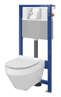 Cersanit Crea Set B23 miska WC CleanOn z deską wolnoopadającą Slim i stelaż podtynkowy Aqua z przyciskiem spłukującym Accento Circle chrom błyszczący S701-315 S701-315 - Stelaże i zestawy podtynkowe do WC - miniaturka - grafika 8