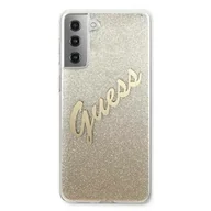 Etui i futerały do telefonów - Guess Glitter Gradient Script - Etui Samsung Galaxy S21+ złoty - miniaturka - grafika 1
