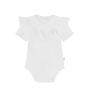 Body dla niemowląt - Body Białe Z Falbanką, Krótki Rękaw - 80 - miniaturka - grafika 1