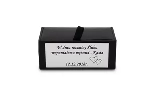 Pudełko Na Spinki Do Mankietów Czarne Z Grawerem - Spinki do mankietów i krawatów - miniaturka - grafika 1