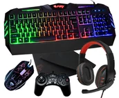 Zestawy myszka + klawiatura - Klawiatura gamingowa podświetlana dla graczy FURY SPITFIRE + mata + mysz + słuchawki + pad - miniaturka - grafika 1