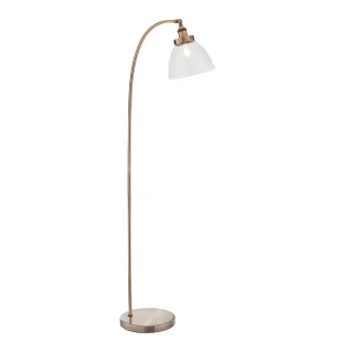 Złota lampa podłogowa Hansen z regulowanym szklanym kloszem - Oprawy, klosze i abażury - miniaturka - grafika 1