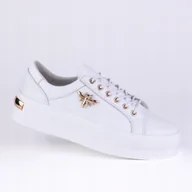 Półbuty damskie - Półbuty damskie sportowe GOODIN GD-XF-139 skóra aplikacja białe 41 - miniaturka - grafika 1