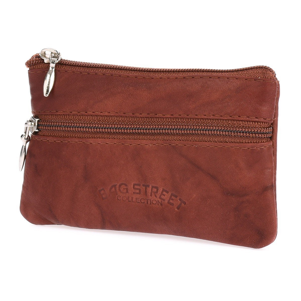 Wiśniowe Skórzane Etui Na Klucze Trzy Komory Kluczówka E45