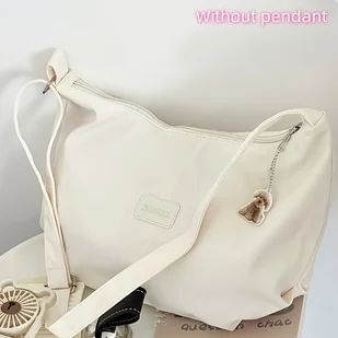 TEMU Stylowa Damska Torba na Ramię w Japońskim Stylu z Regulowanym Paskiem i Zamkiem - Wytrzymały Poliester, Minimalistyczny Design do Dojazdów, - Torebki damskie - miniaturka - grafika 1