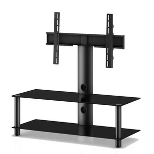 Sonorous NEO110 B-HBLK Szkło czarne aluminium czarne Stolik rtv z uchwytem do tv 7n110bb - Szafki RTV - miniaturka - grafika 1