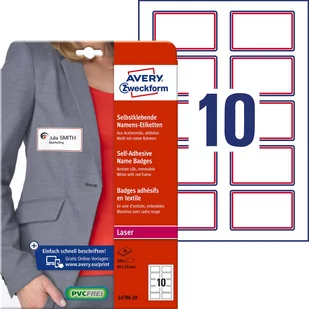 Avery Zweckform Identyfikator do zadruku samoprzylepny 80 x 50mm ZF biały ramka czerwona L4786-20 - Identyfikatory - miniaturka - grafika 3