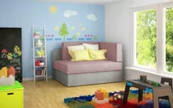 Sofy i kanapy - Sofa rozkładana z funkcją spania ROSA szara/różowa - miniaturka - grafika 1