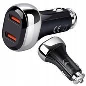 Ładowarki samochodowe - ŁADOWARKA SAMOCHODOWA SZYBKIE ŁADOWANIE 2x USB QC 36W MOCNA 3A - miniaturka - grafika 1