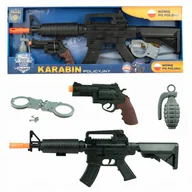 Zabawki militarne - Karabin zabawka z dźwiękiem dla dzieci Pistolet zabawkowy POLICYJNY zestaw - miniaturka - grafika 1