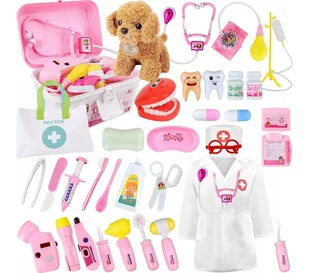Zestaw Lekarski Dla Dzieci Fartuchem Doktora Akcesoria Lekarskie Stetoskop - Zabawy w naśladowanie dorosłych - miniaturka - grafika 1