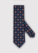 Krawaty i muchy męskie - Granatowy krawat w rudo-srebrny wzór - miniaturka - grafika 1