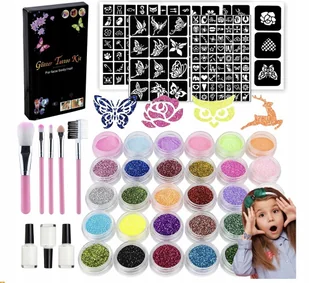 DUŻY ZESTAW TATUAŻE BROKATOWE ZMYWALNE STUDIO 156 szt XXL 120 SZABLONÓW - Zabawki kreatywne - miniaturka - grafika 1