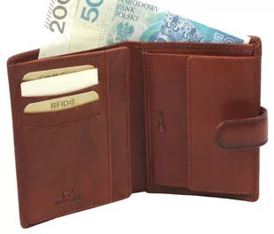 Portfel Męski Skórzany EL FORREST Skóra Duży Pionowy Bez Zapięcia Jedno Skrzydełko 1403 29 RFID BRĄZOWY 13 x 10 x 2.5 [cm] - Portfele - miniaturka - grafika 1