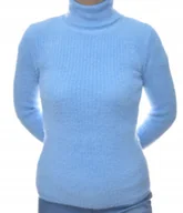 Swetry damskie - Damski Sweter Typu Alpaka Golf W Prążek Uni - miniaturka - grafika 1