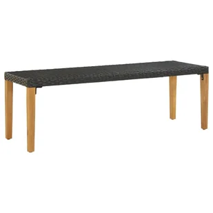 vidaXL Ławka ogrodowa, 80 cm, polirattan, czarna - Ławki ogrodowe - miniaturka - grafika 6