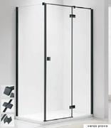 Kabiny prysznicowe - Askopol AKSI BLACK PLUS 120x80 kabina prostokątna narożna prawa - miniaturka - grafika 1