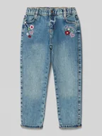 Spodnie i spodenki dla dziewczynek - Jeansy o kroju mom fit z wpuszczanymi kieszeniami - miniaturka - grafika 1
