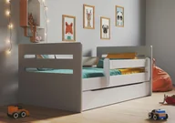 Łóżka dla dzieci i młodzieży - Kocot Kids Łóżko TOMI MIX 160x80 białe/szare dziecięce z barierką i szufladą Kocot Kids - miniaturka - grafika 1