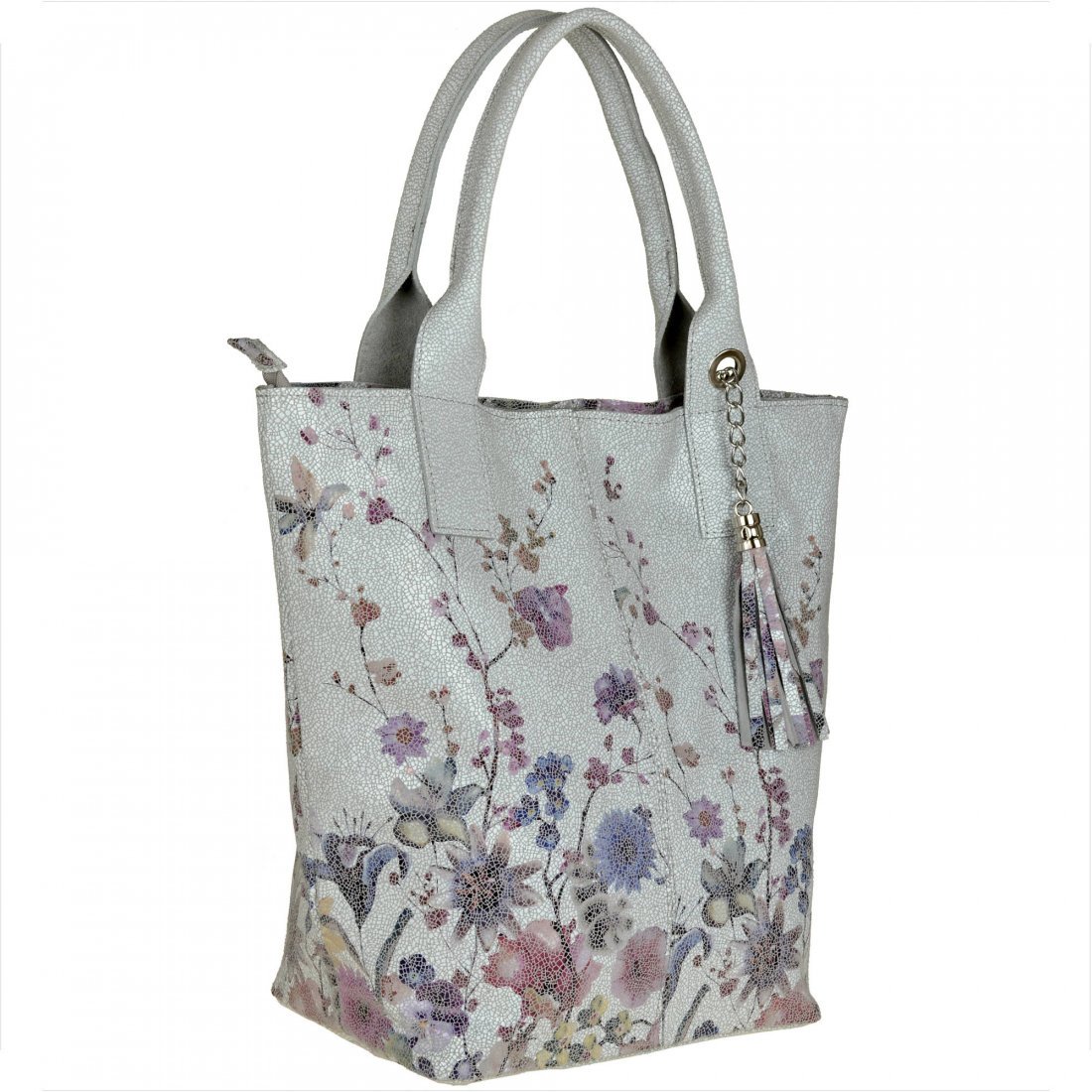 Torba worek skóra naturalna wzór kwiaty z popielem Borse in Pelle