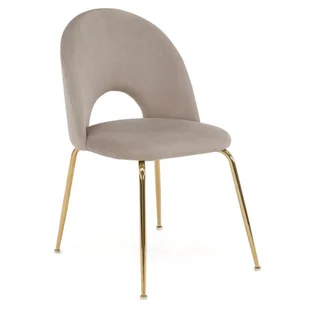 Krzesło Glamour KC-903-2 ciemny beż welur, nogi złoty chrom - Krzesła - miniaturka - grafika 1