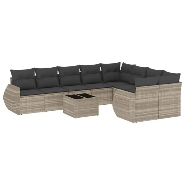 Zestaw wypoczynkowy rattan PE, jasnoszary, 71x62x69 cm
