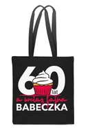 Torby i wózki na zakupy - EKO TORBA Bawełniana czarna na prezent BABECZKA 60 lat URODZINY TT_554 - miniaturka - grafika 1