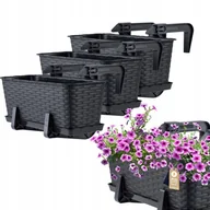 Donice - Skrzynka balkonowa z uchwytami Castro antracyt 40 cm, 3 szt. - miniaturka - grafika 1